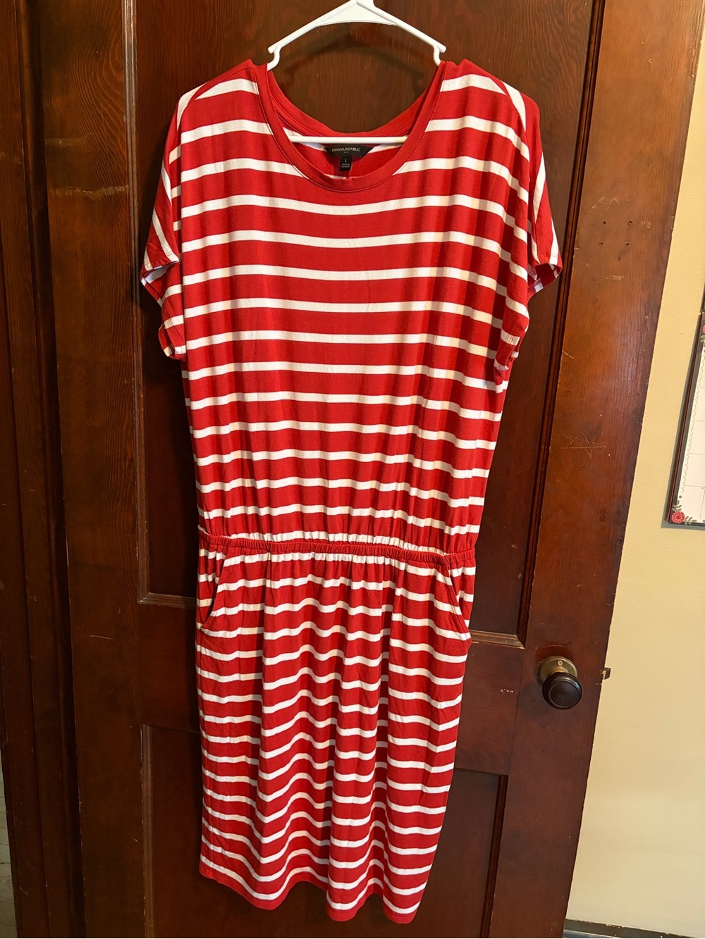 Red and White Striped Casual Dress
